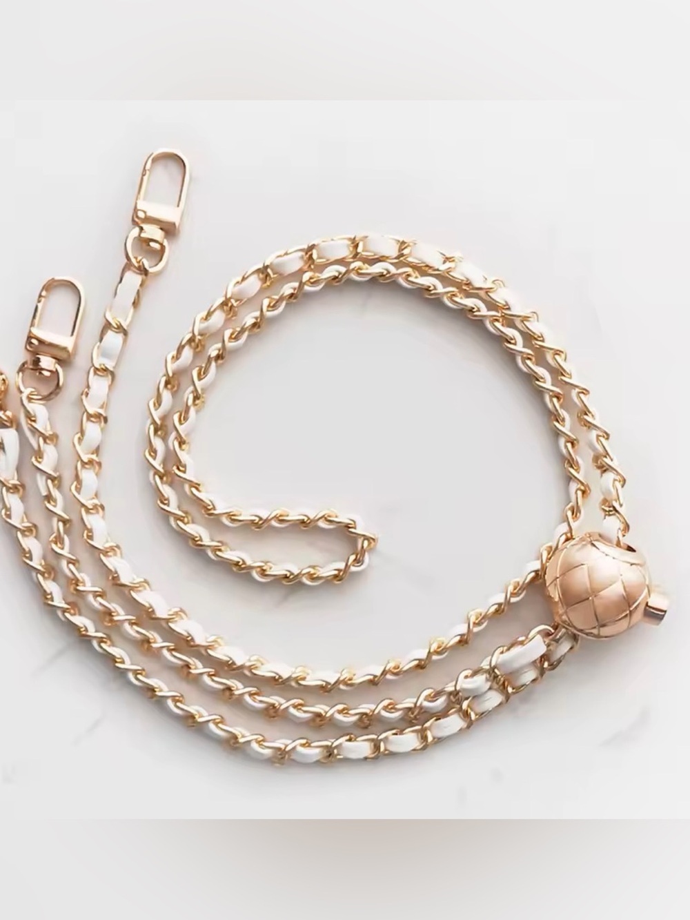 Adjustable White Wrapped Gold Chain Crossbody Bag Chain